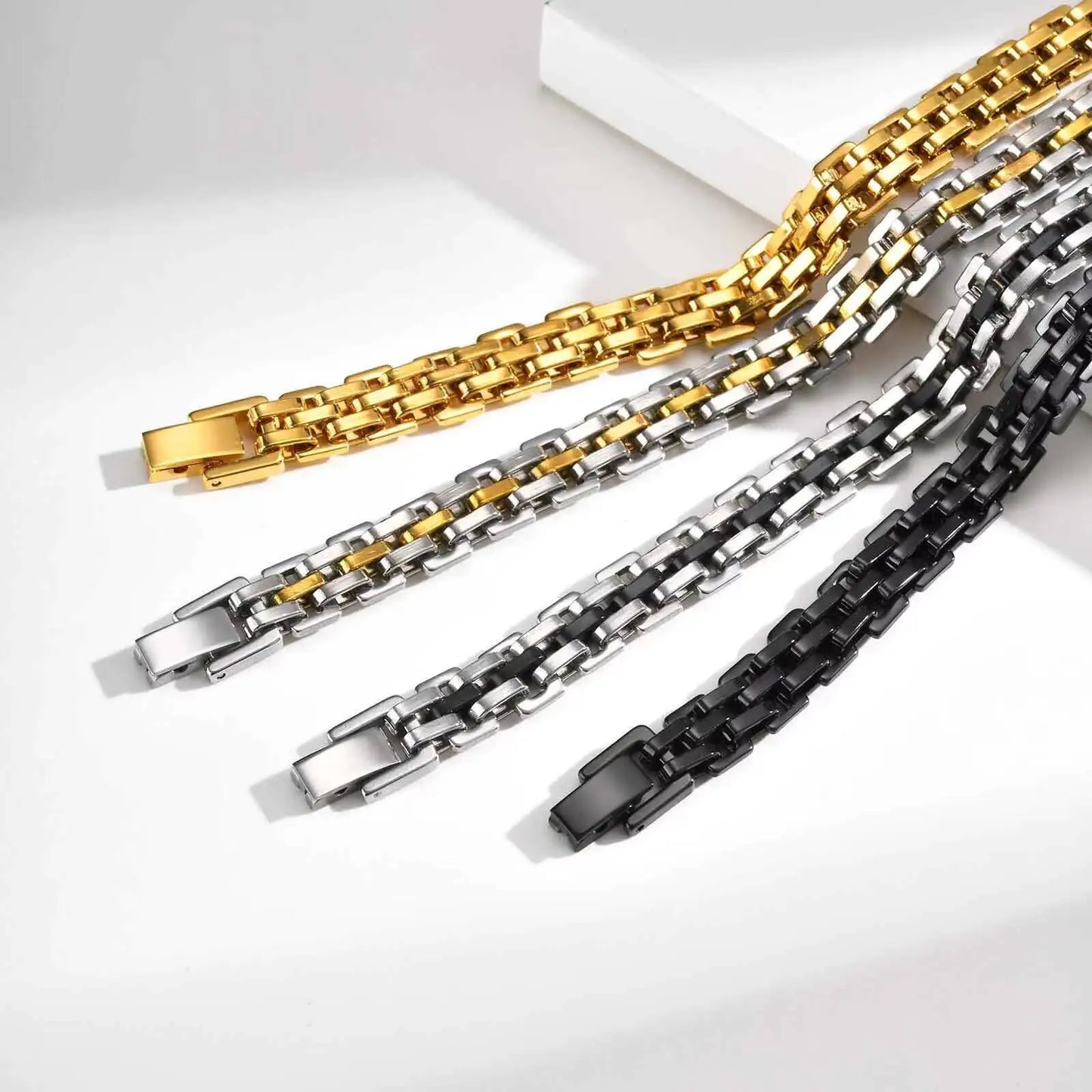 8.7mm Stainless Steel Strap Chain Bracelet for Men