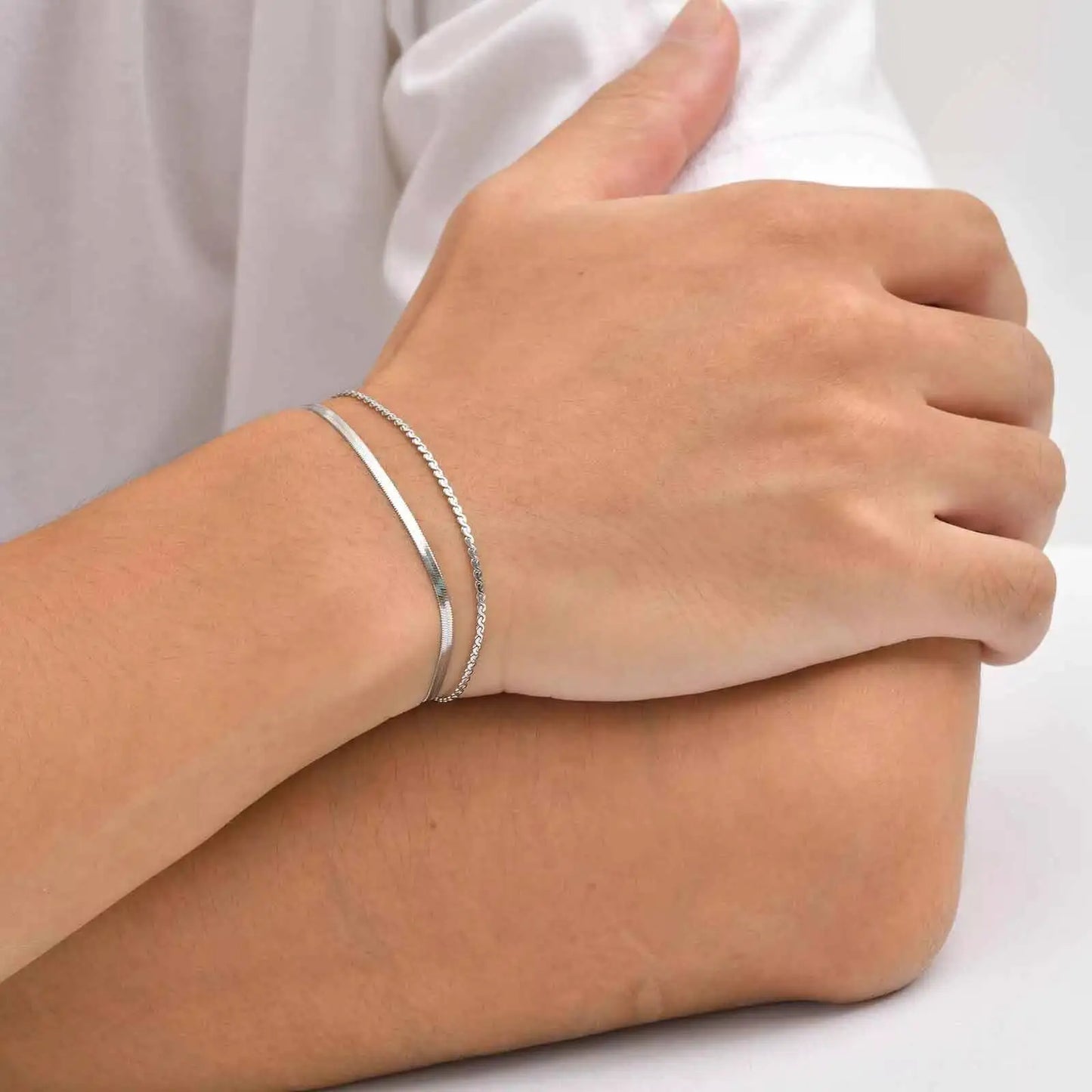 Stainless Steel Blade Double Layer Chain Bracelet for Men