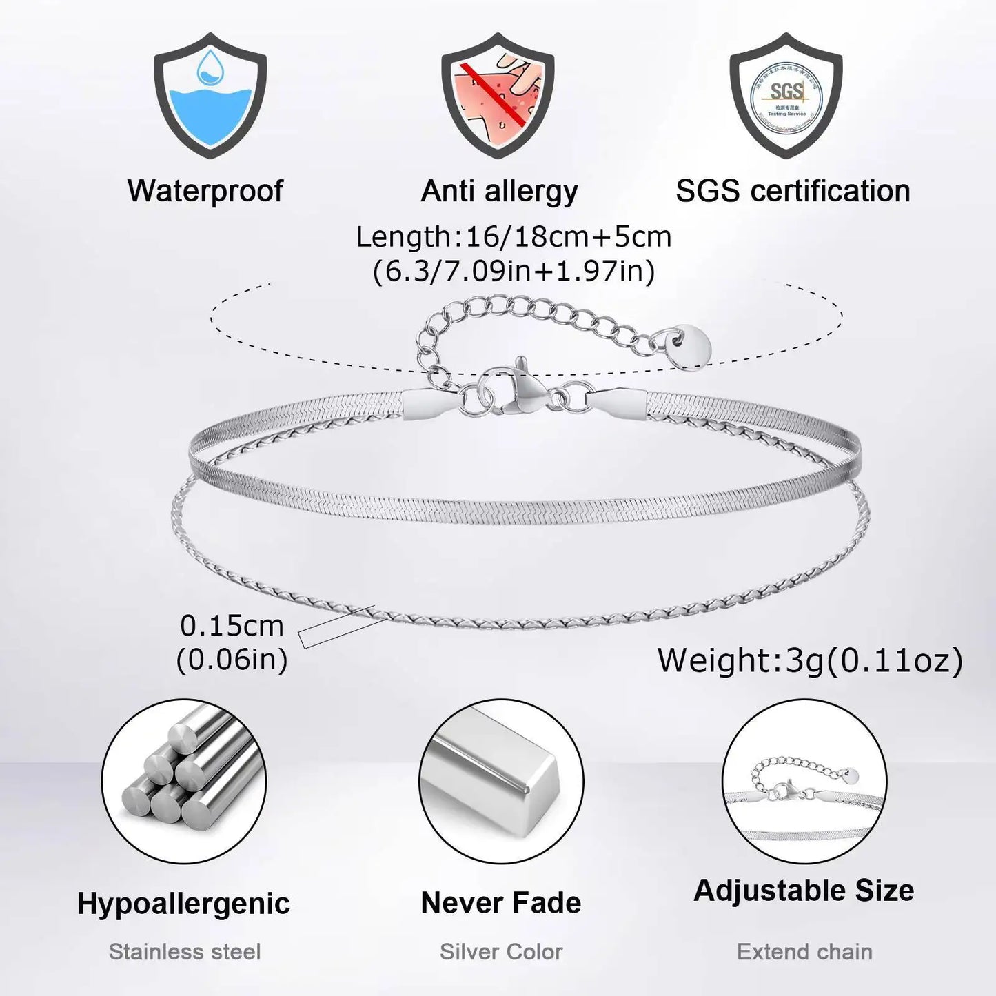 Stainless Steel Blade Double Layer Chain Bracelet for Men