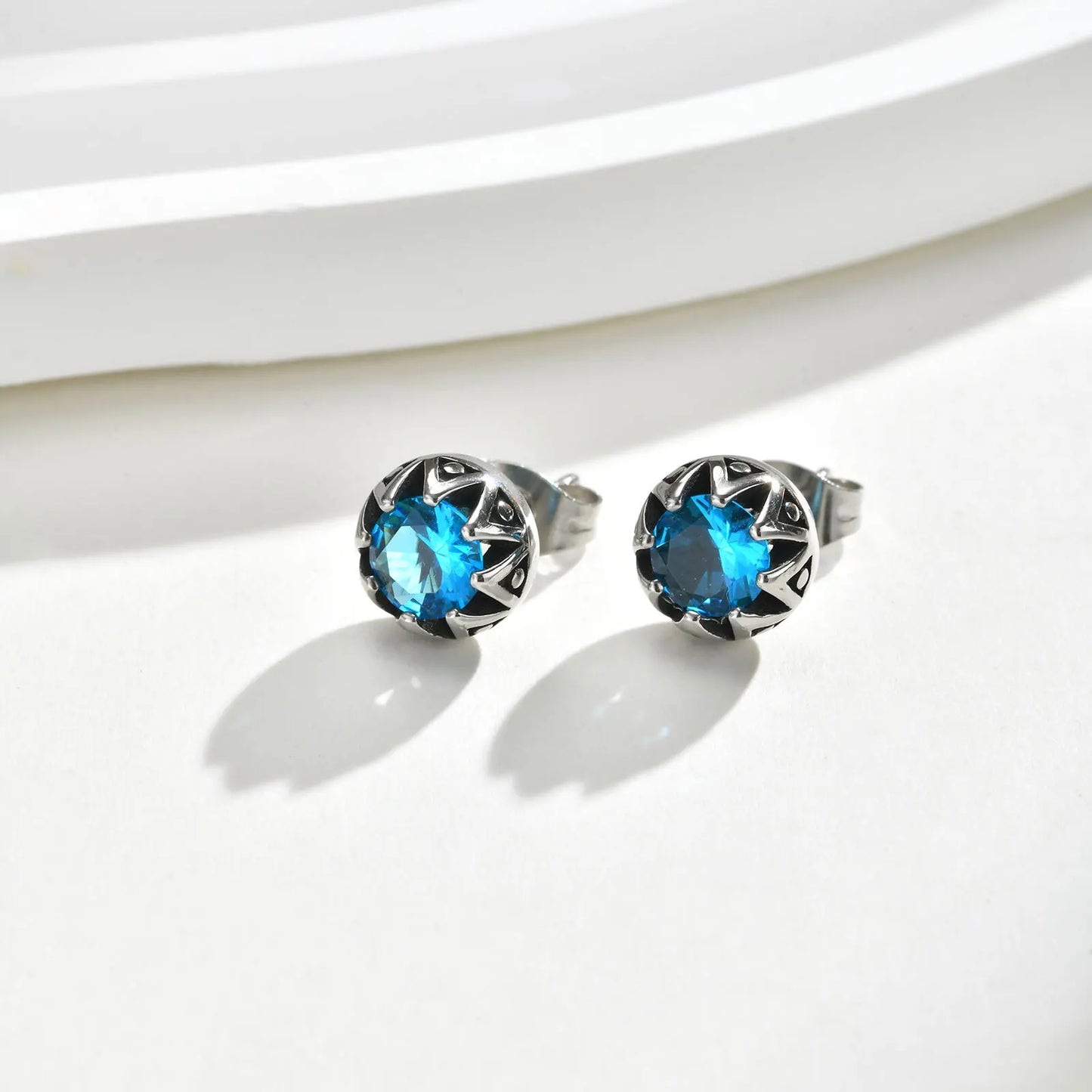 Sea Blue Stud Earring for Men Boys