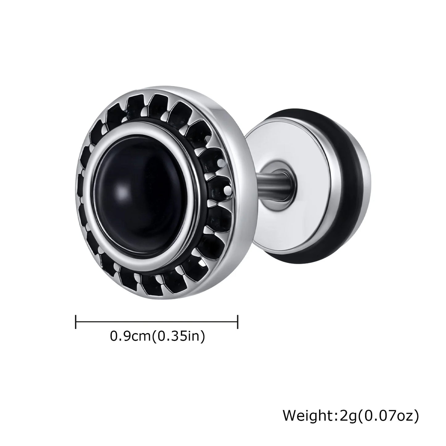 Vintage Punk Black Zircon Earrings for Men