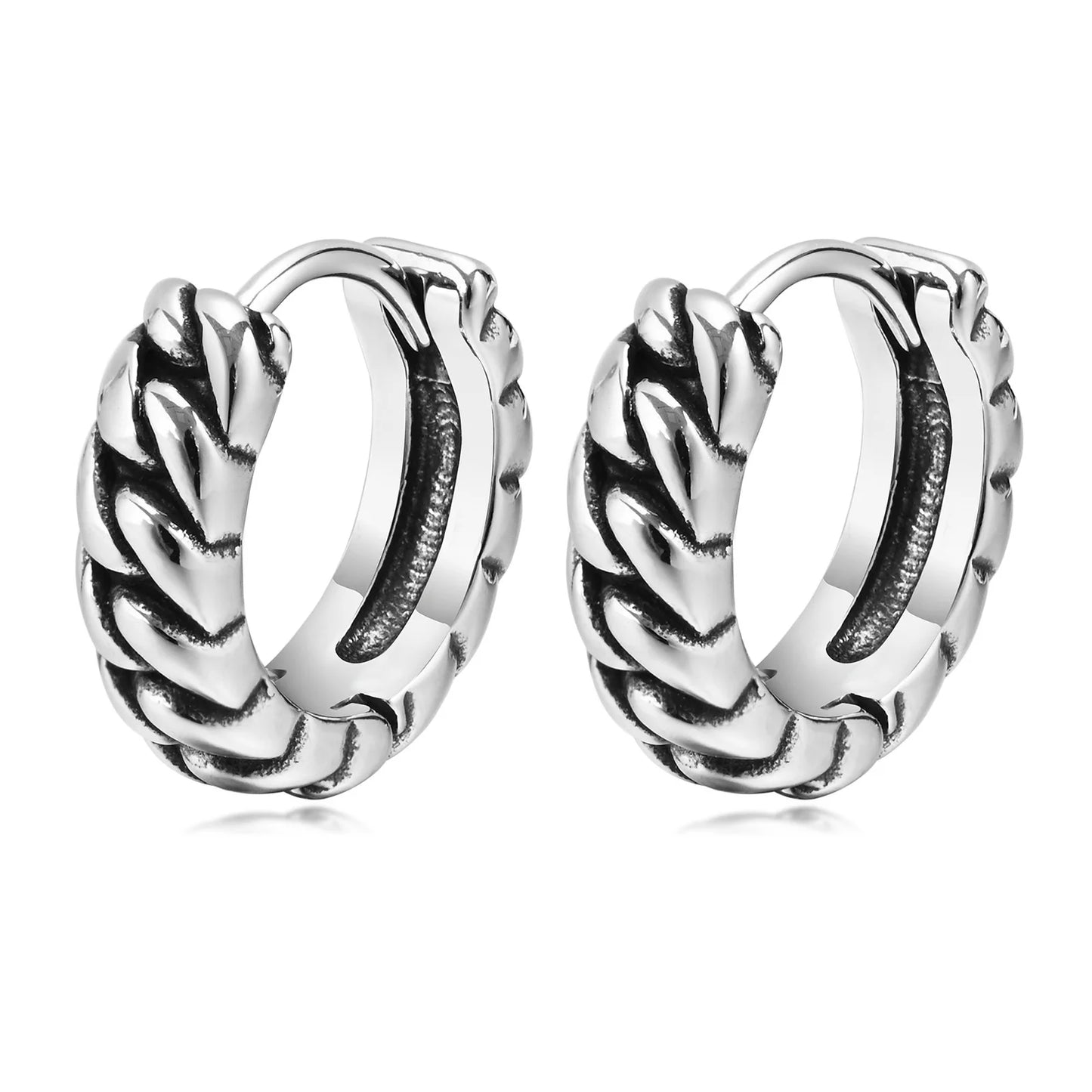 Minimalist Twisted Chain Hoop Earrings for Men