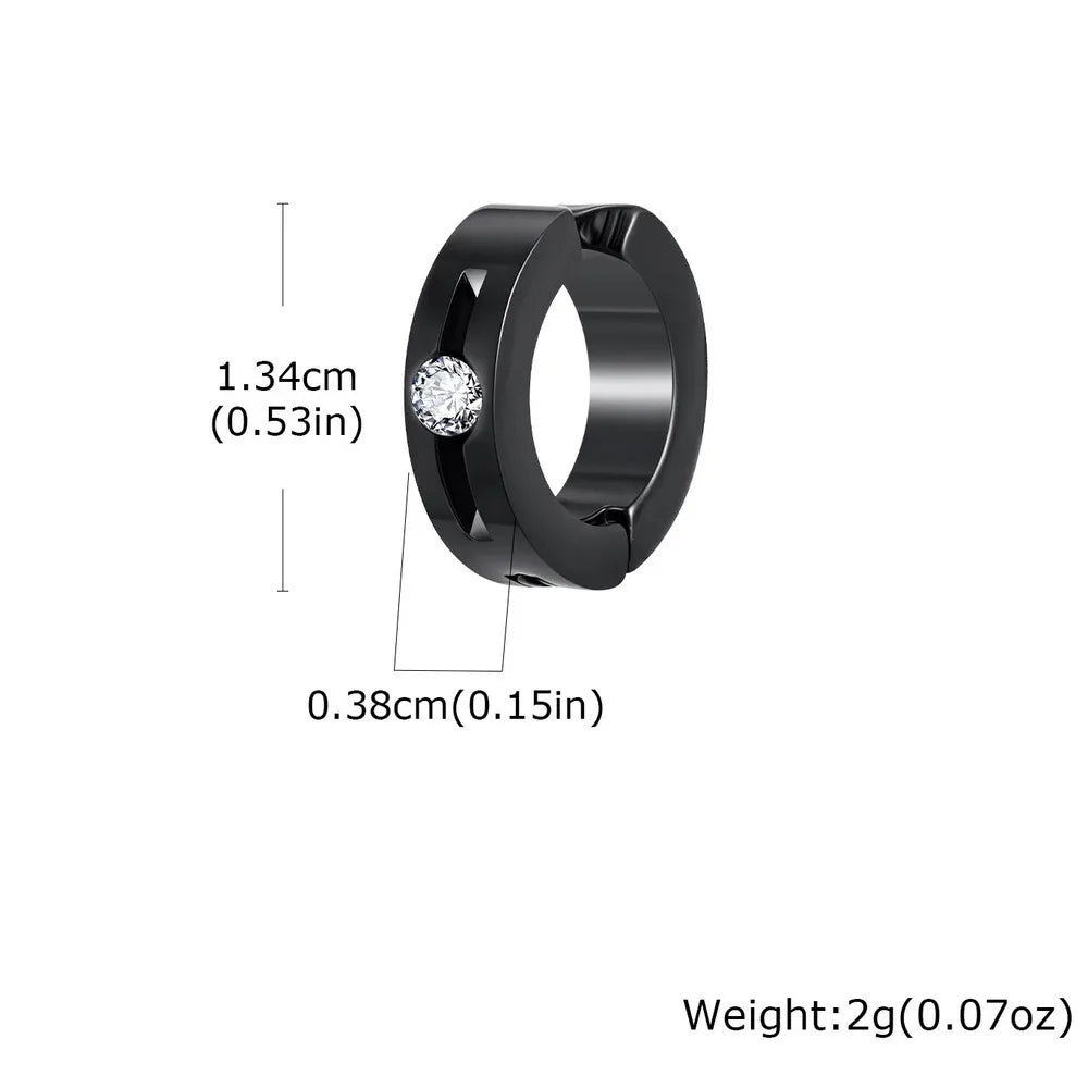 Stainless Steel Zircon Ear Clip Black
