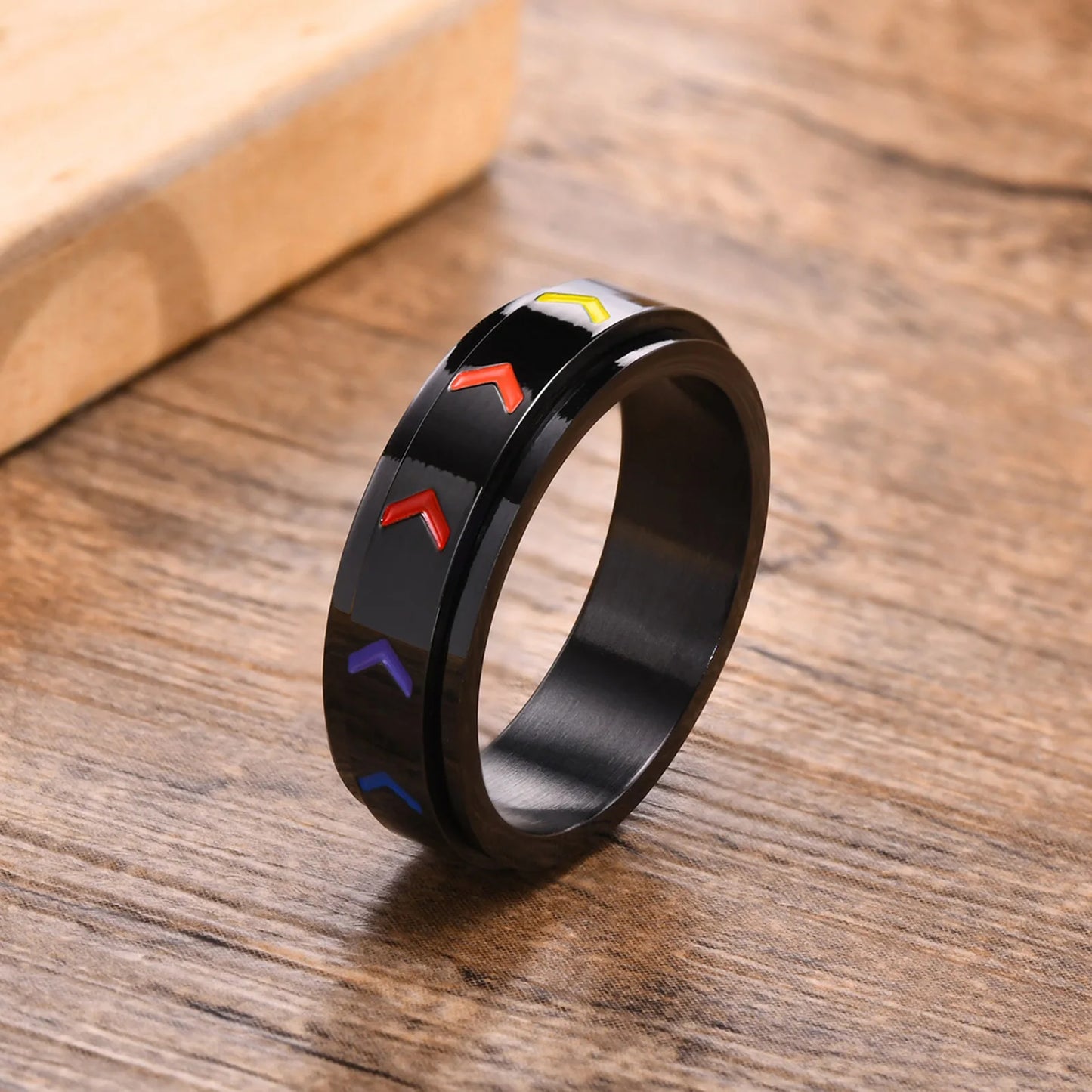 Stylish Spinner Rainbow LGBTQ Pride Rings for Men