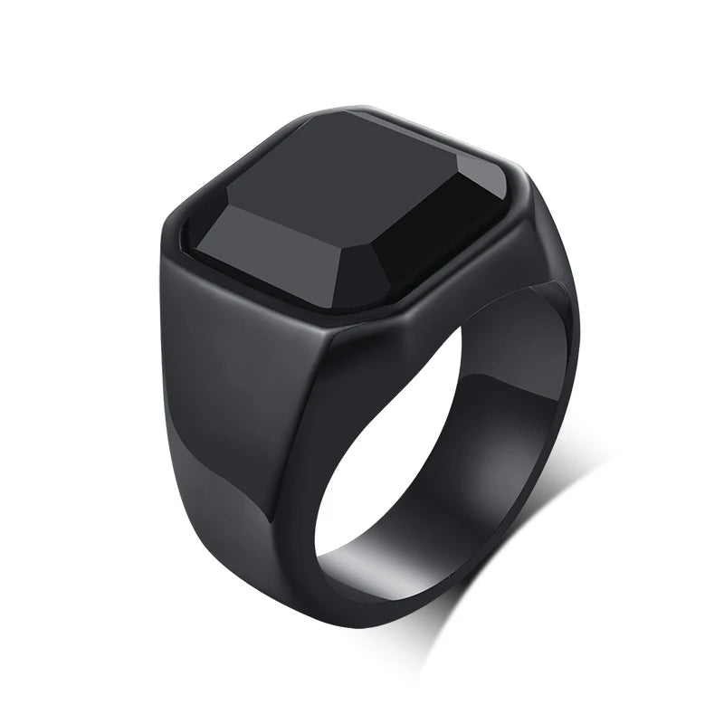 Stylish Men Natural Stone Signet Rings