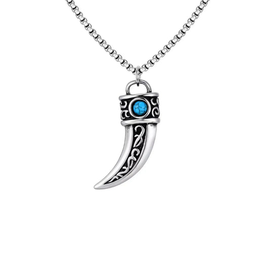 Horn Turquoise Pendant Necklace for Men