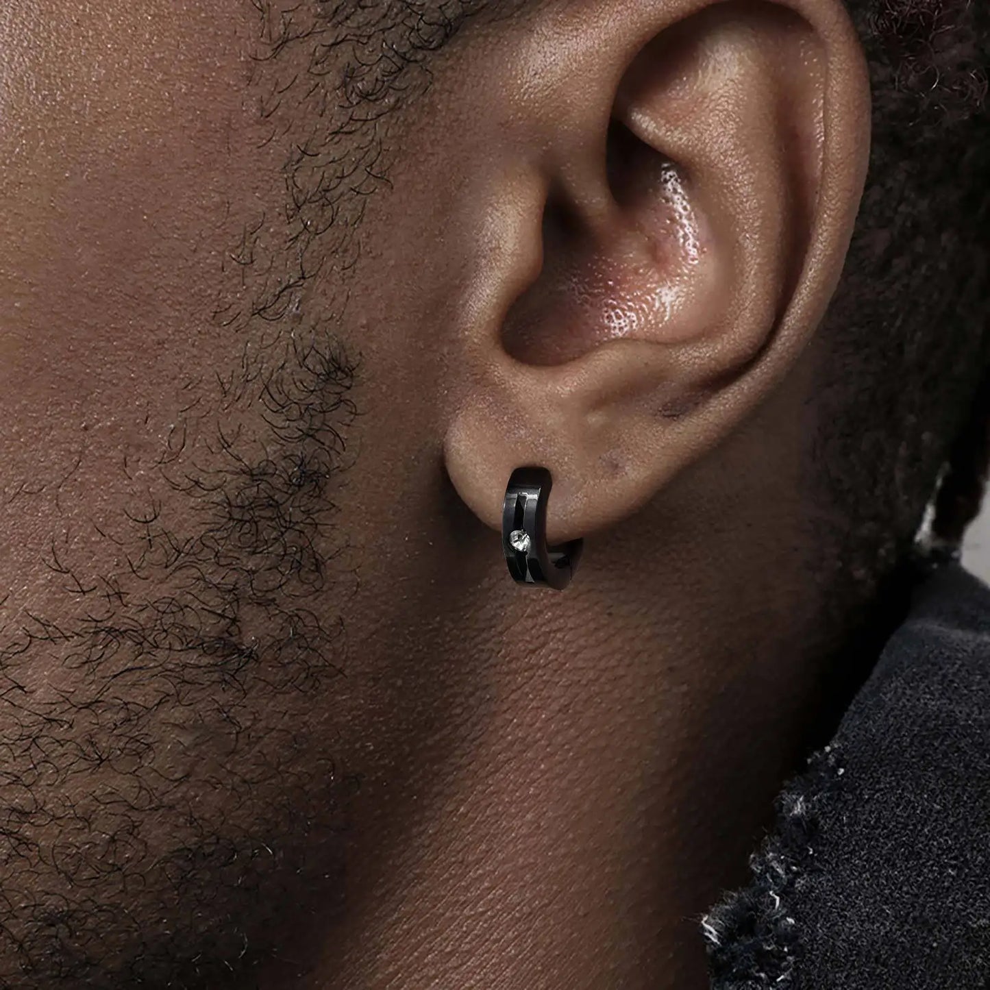 Stainless Steel Zircon Ear Clip Black