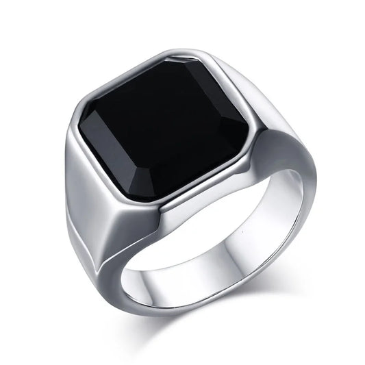 Stylish Men Natural Stone Signet Rings