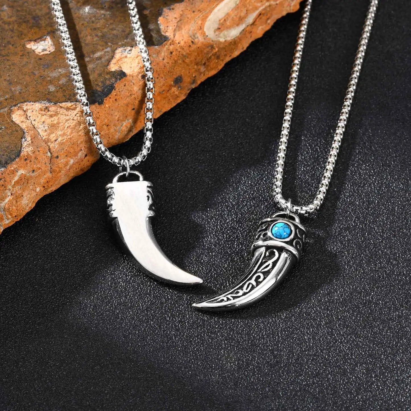 Horn Turquoise Pendant Necklace for Men