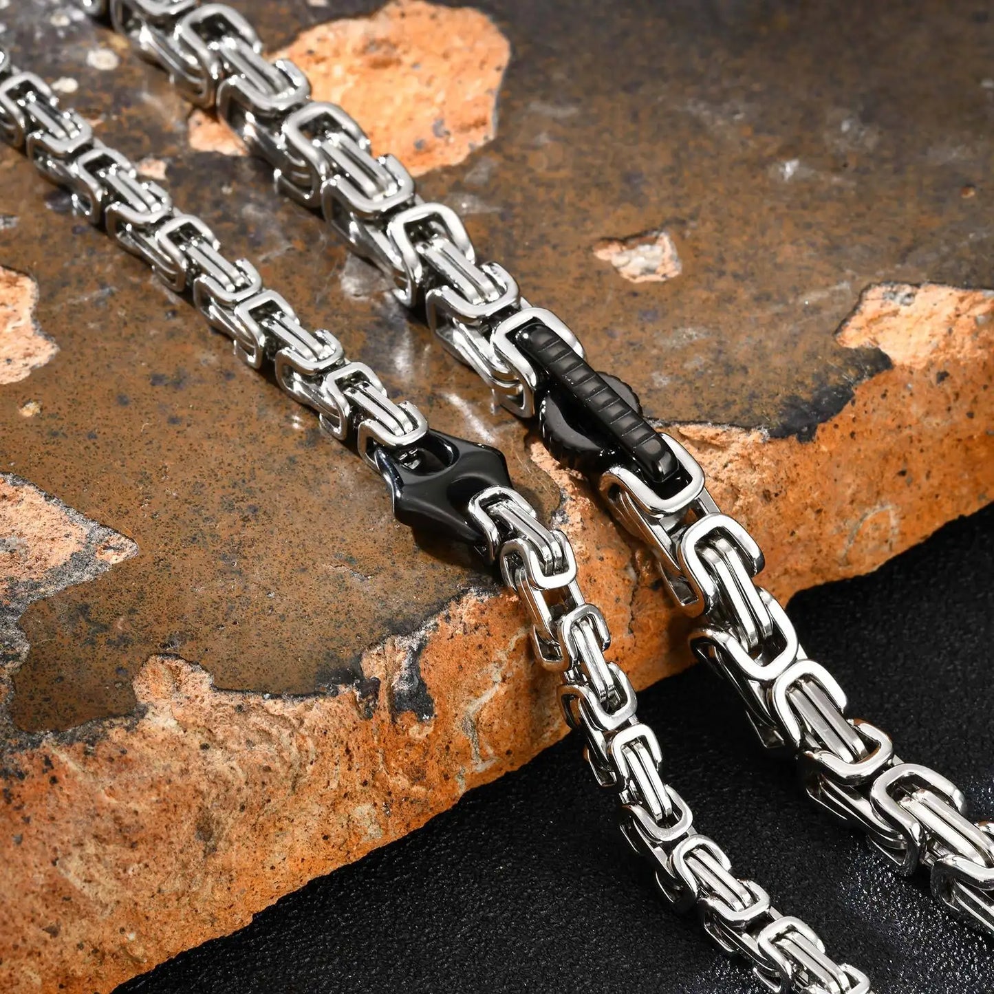 22cm Stainless Steel Byzantine Chain Bracelet for Men
