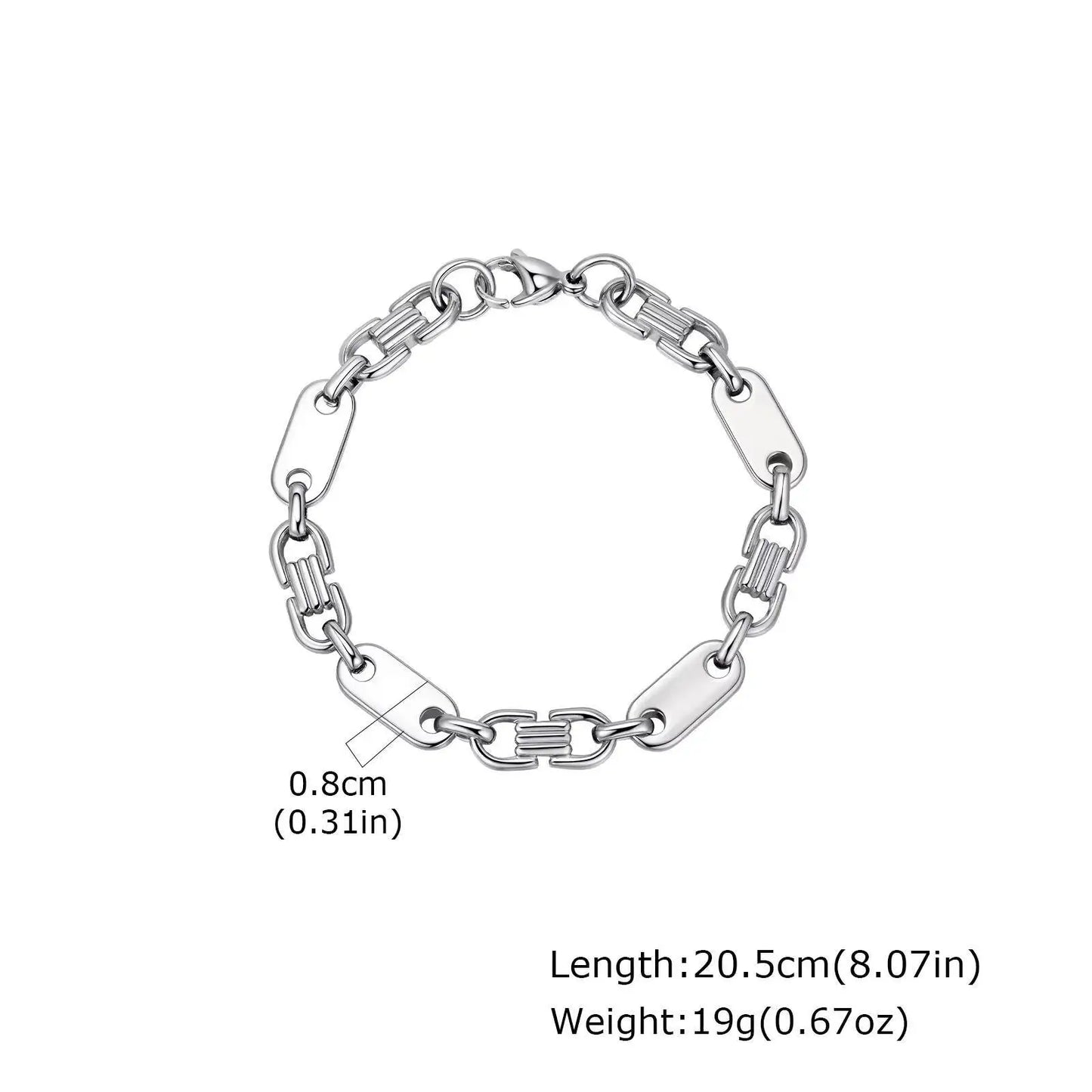 8MM Stainless Steel Link Chain Bracelet for Men