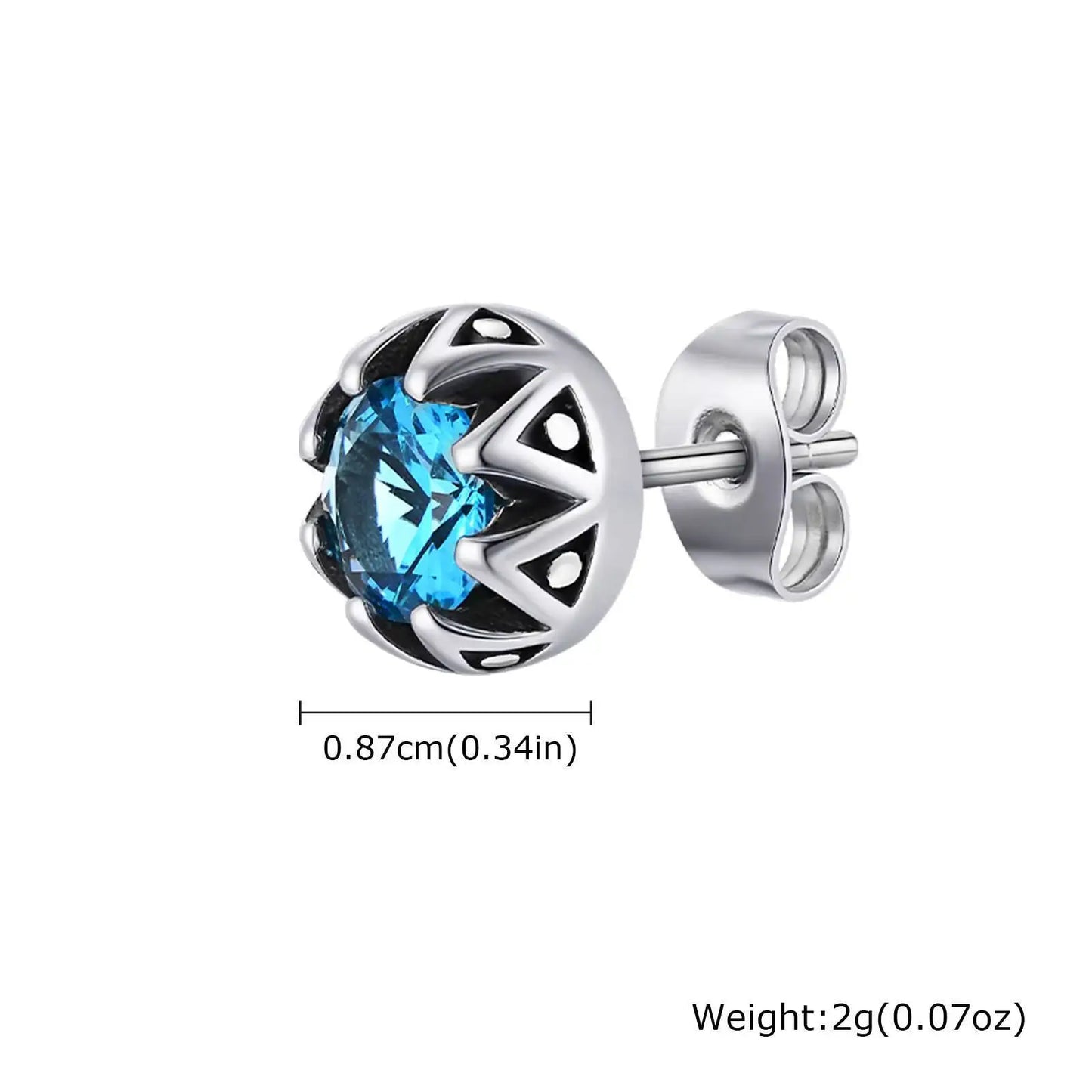 Sea Blue Stud Earring for Men Boys