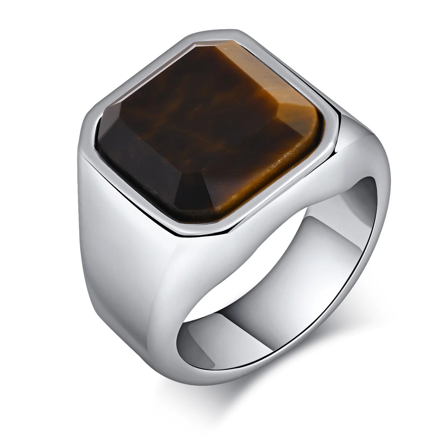 Stylish Men Natural Stone Signet Rings
