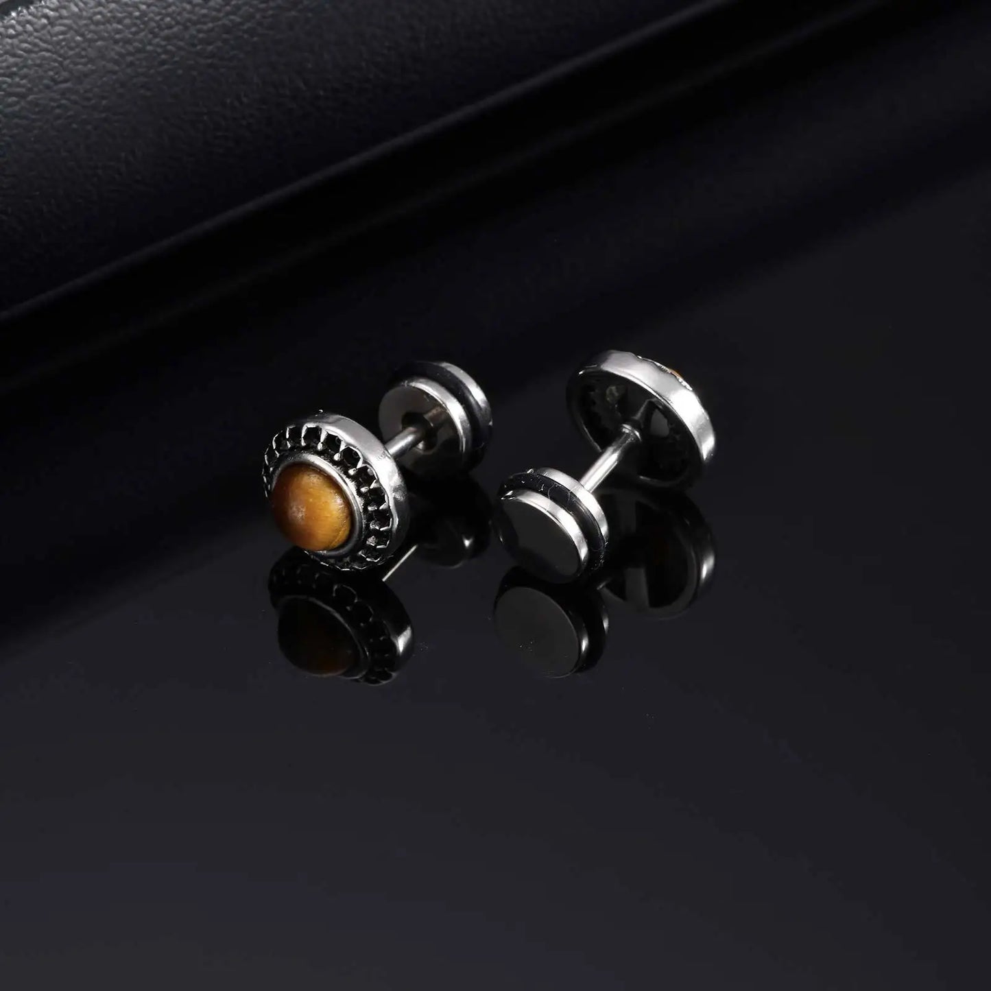 Vintage Punk Black Zircon Earrings for Men