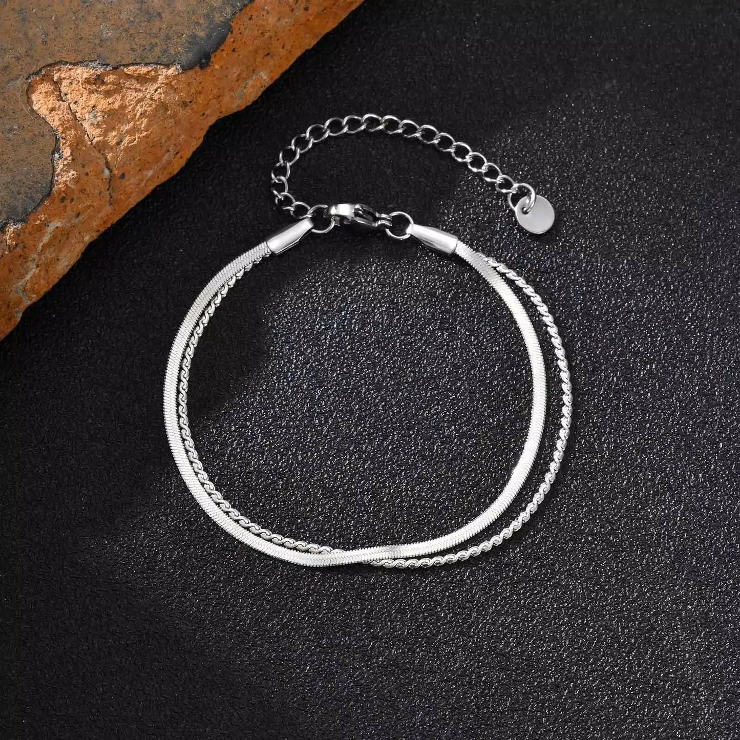 Stainless Steel Blade Double Layer Chain Bracelet for Men