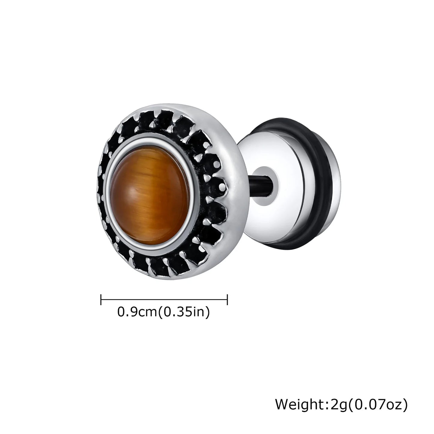 Vintage Punk Black Zircon Earrings for Men