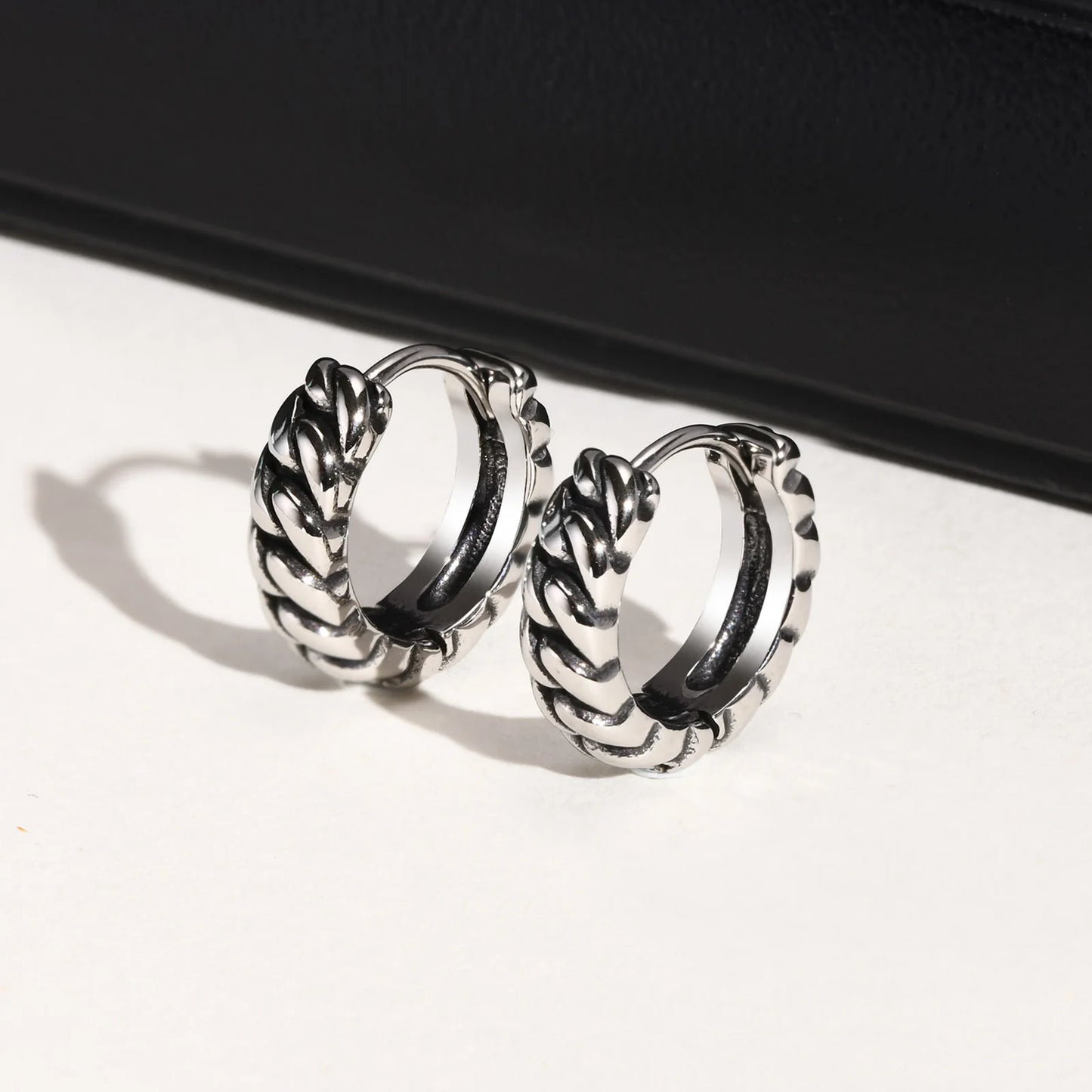 Minimalist Twisted Chain Hoop Earrings for Men