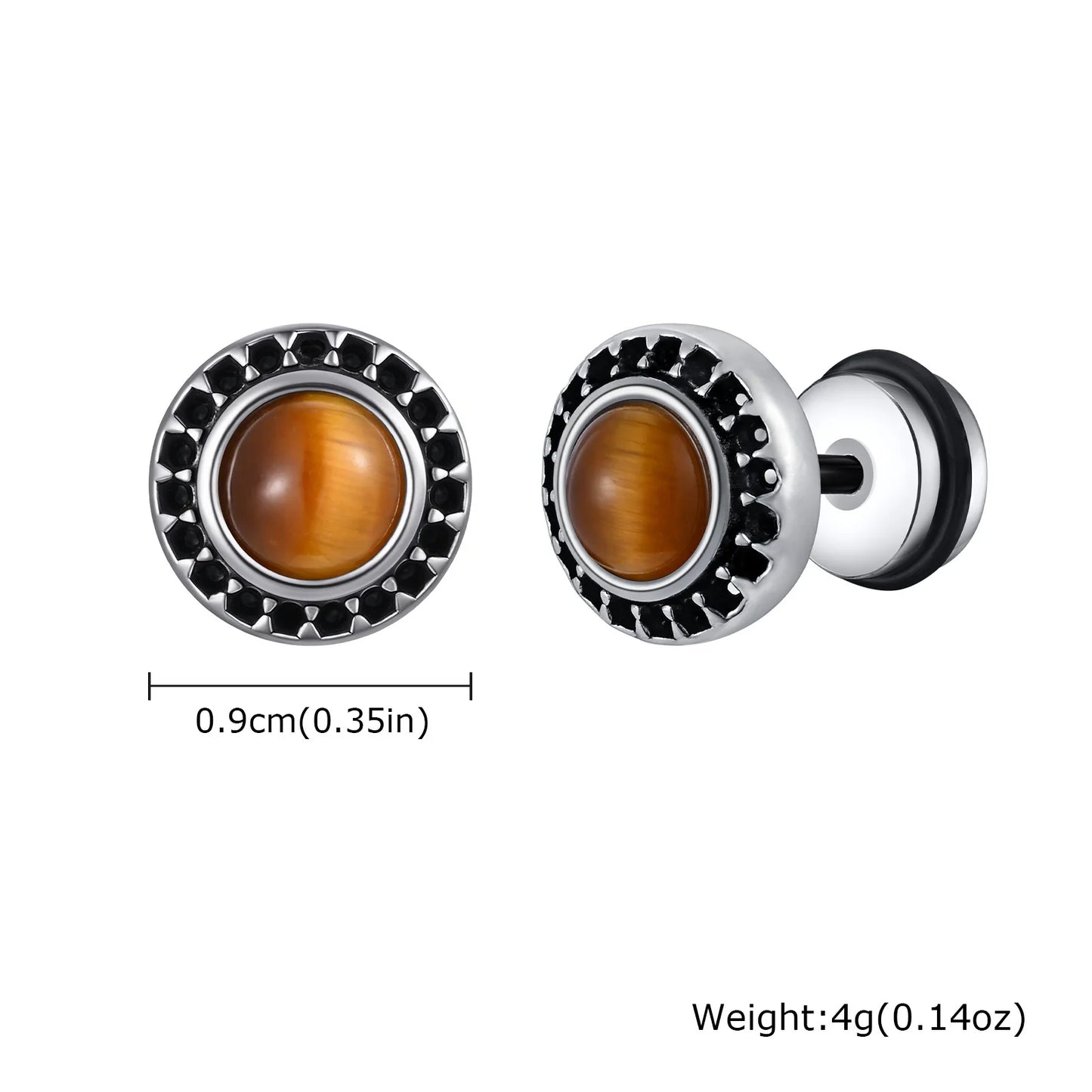 Vintage Punk Black Zircon Earrings for Men