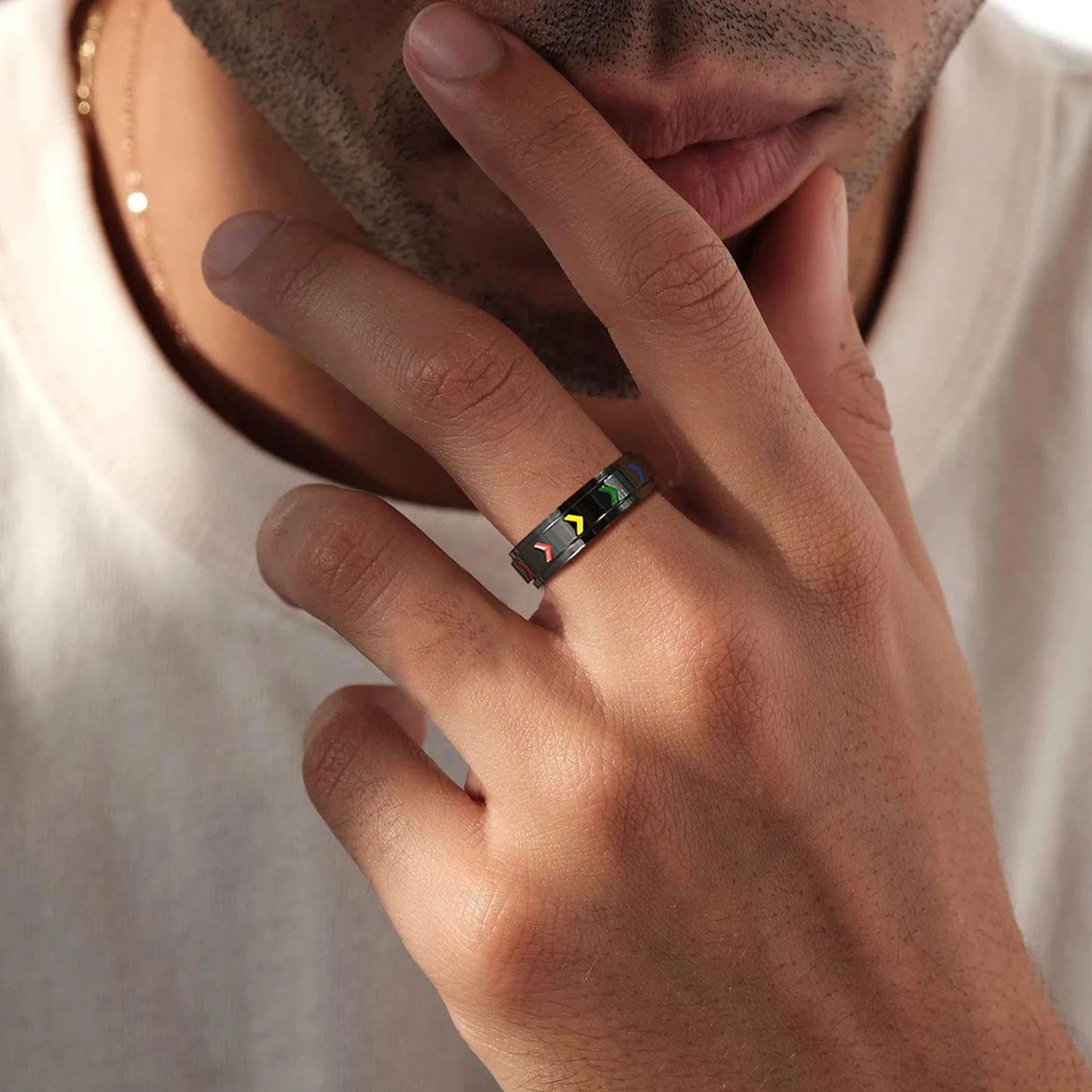Stylish Spinner Rainbow LGBTQ Pride Rings for Men