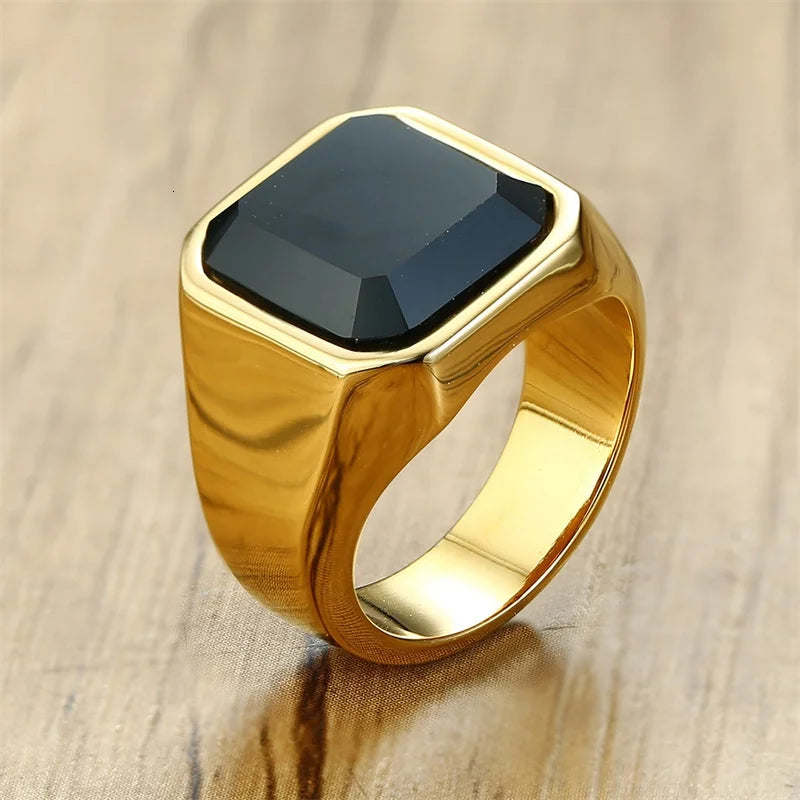 Stylish Men Natural Stone Signet Rings