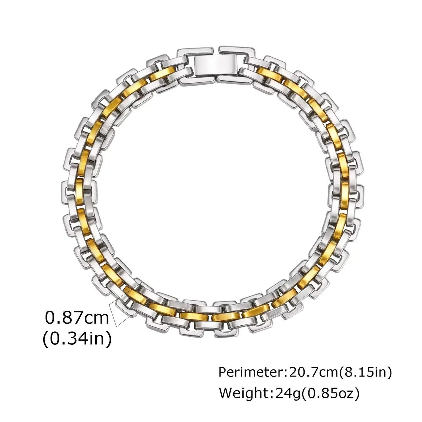 8.7mm Stainless Steel Strap Chain Bracelet for Men