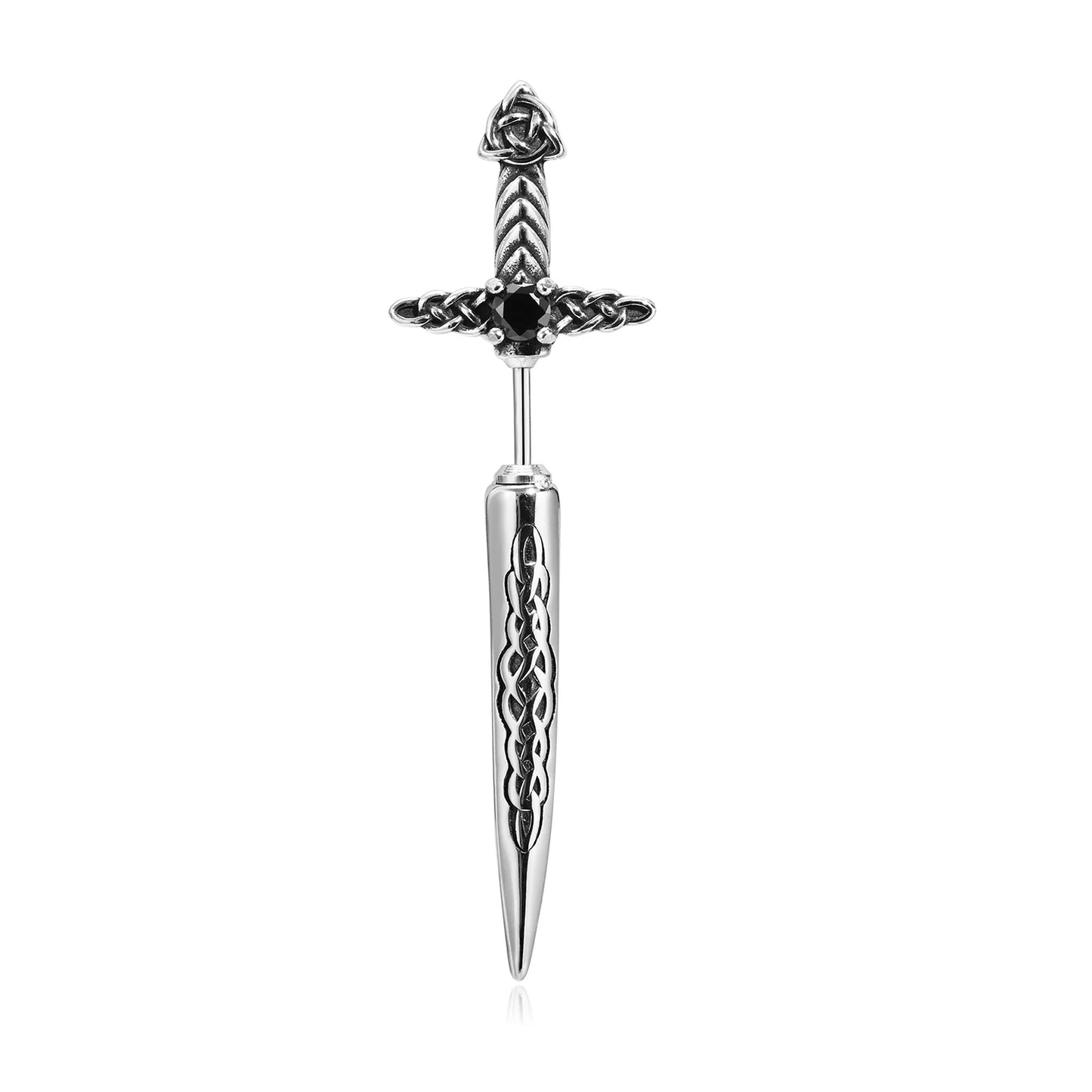 Rock Punk Sword Style Stud Earrings for Men Jewelry