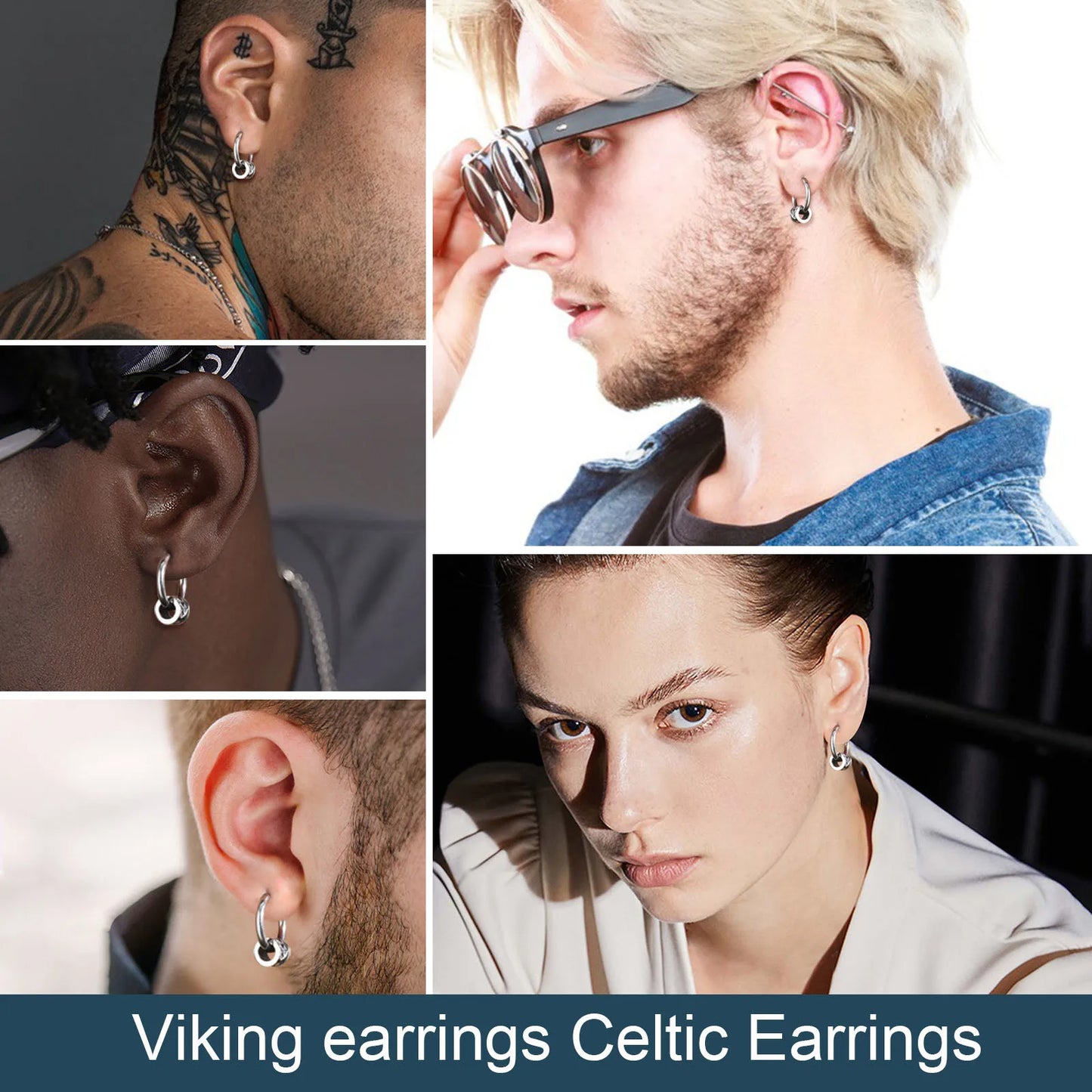 Celtic Knot Tube Hoop Earrings for Men
