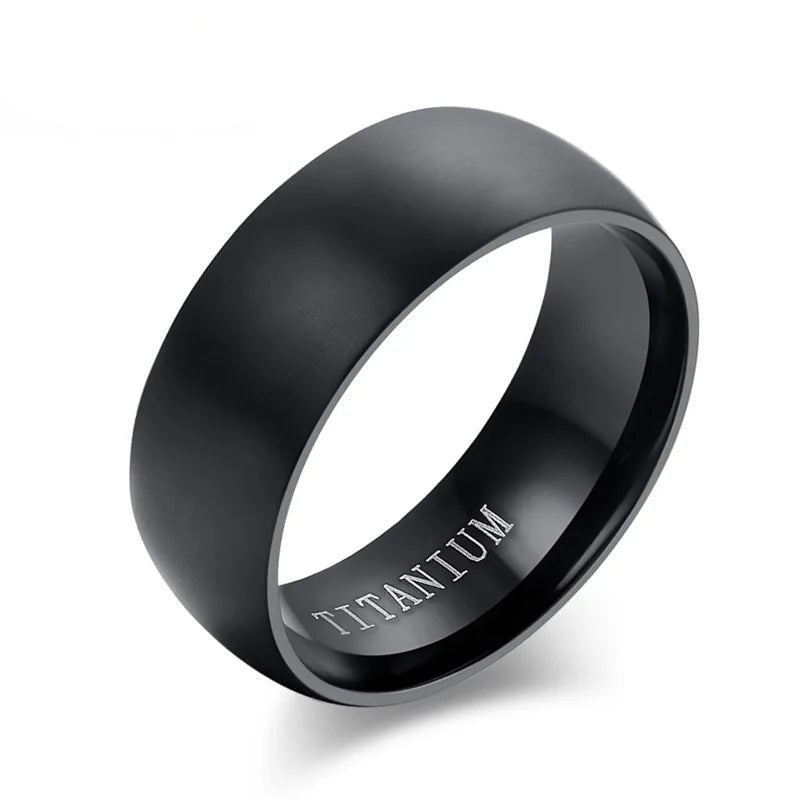 100% Titanium Rings Men 8mm Cool Black Jewelry