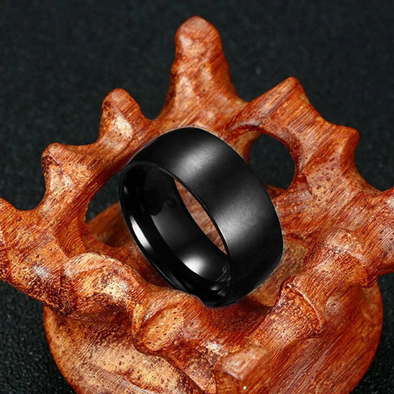 100% Titanium Rings Men 8mm Cool Black Jewelry