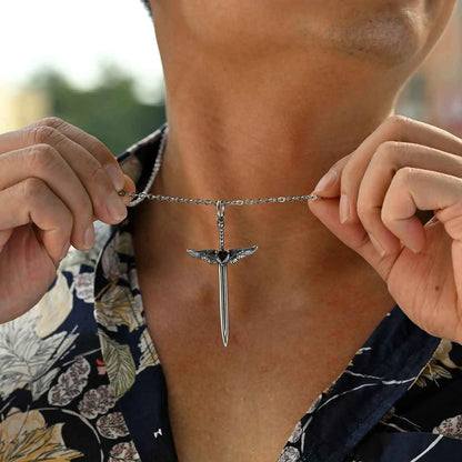 Gothic Love Wings Pendant Necklace for Men