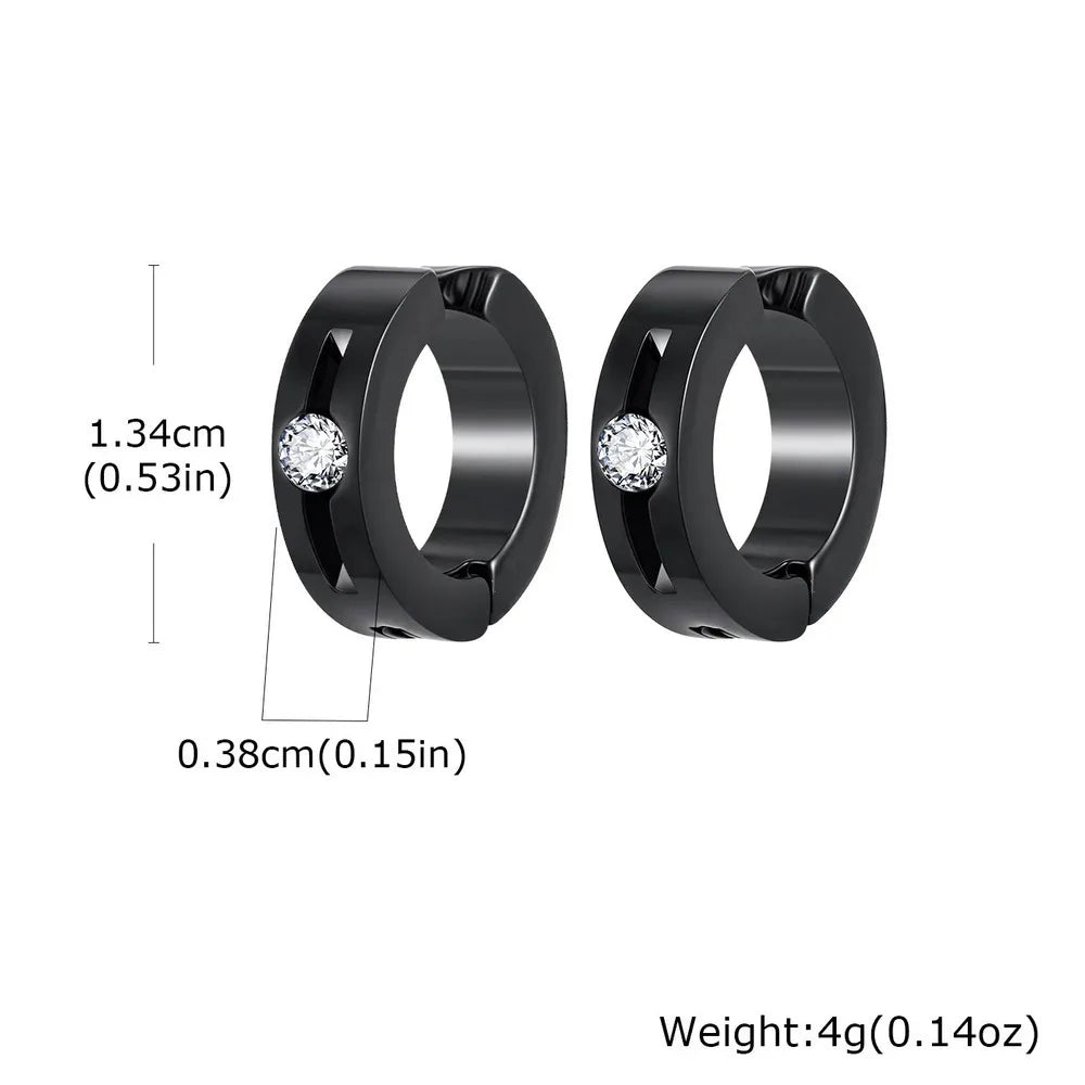 Stainless Steel Zircon Ear Clip Black