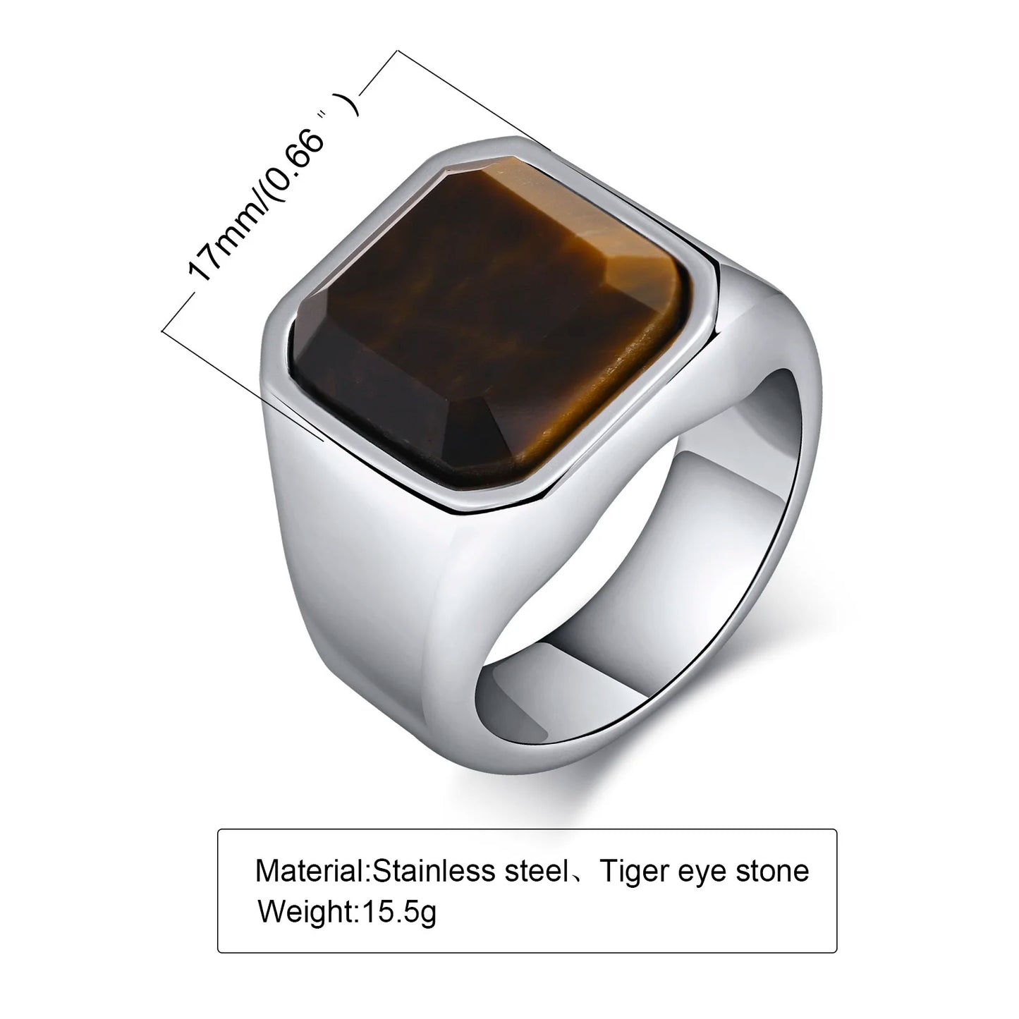 Stylish Men Natural Stone Signet Rings