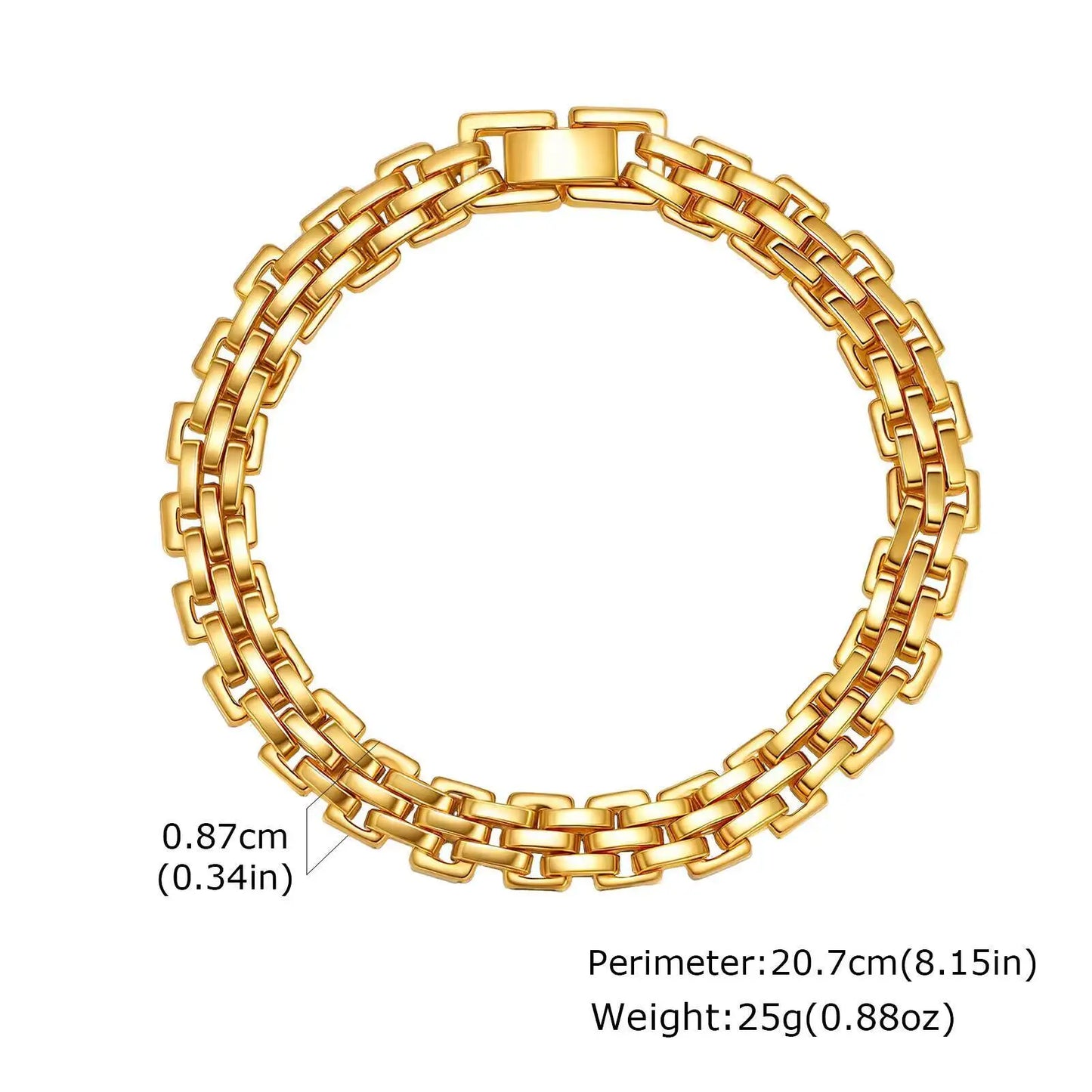 8.7mm Stainless Steel Strap Chain Bracelet for Men