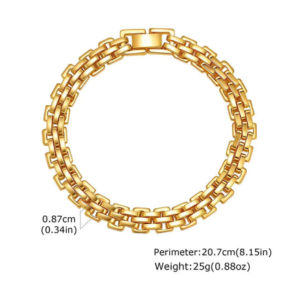 8.7mm Stainless Steel Strap Chain Bracelet for Men