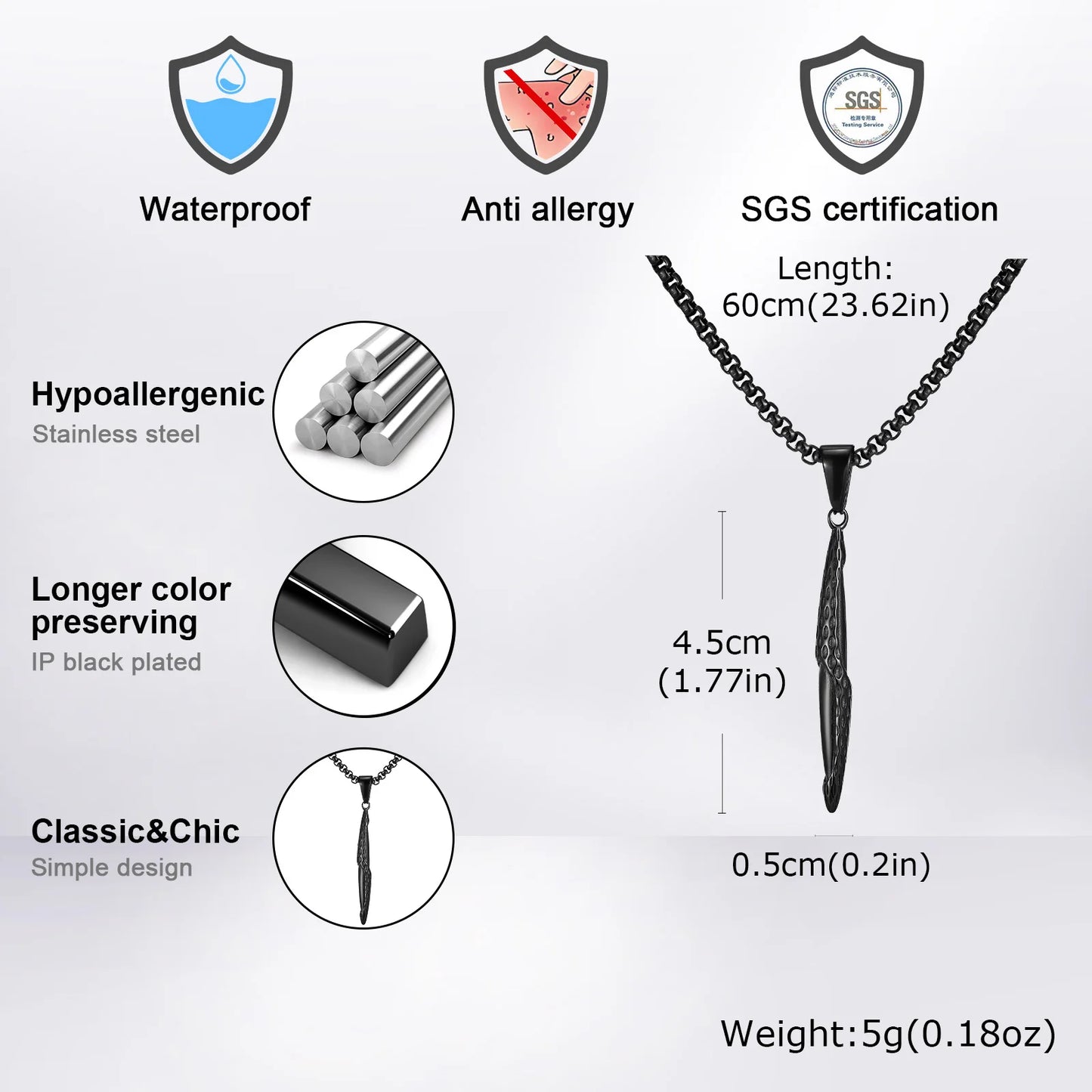 Hammered Bar Pendant Necklace for Men