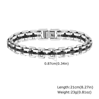 8.7mm Stainless Steel Strap Chain Bracelet for Men
