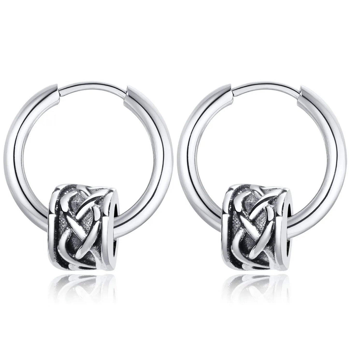 Celtic Knot Tube Hoop Earrings for Men
