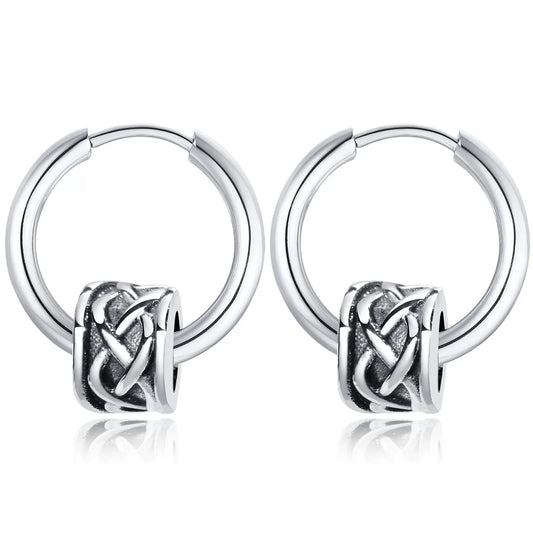 Celtic Knot Tube Hoop Earrings for Men