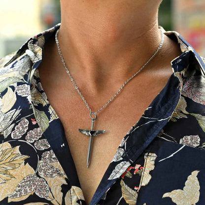 Gothic Love Wings Pendant Necklace for Men