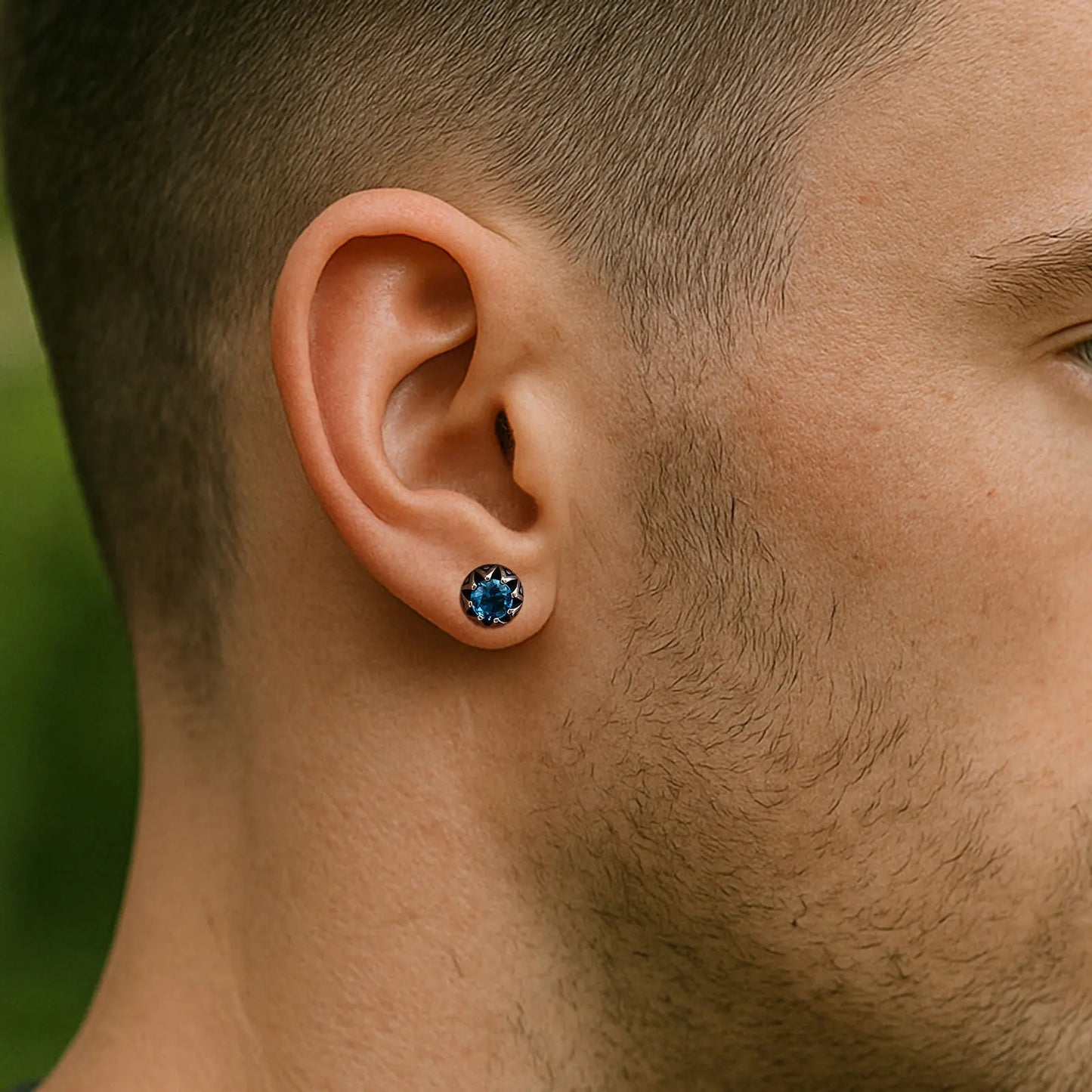 Sea Blue Stud Earring for Men Boys