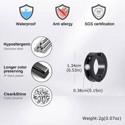 Stainless Steel Zircon Ear Clip Black