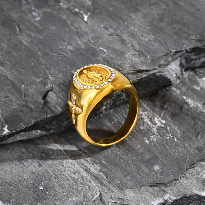 Stainless Steel Virgin Mary Cross Ring for Men