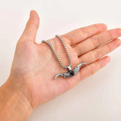 Vintage Bull Horn Necklace for Men Boys