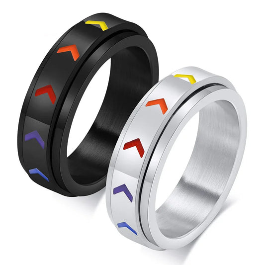 Stylish Spinner Rainbow LGBTQ Pride Rings for Men