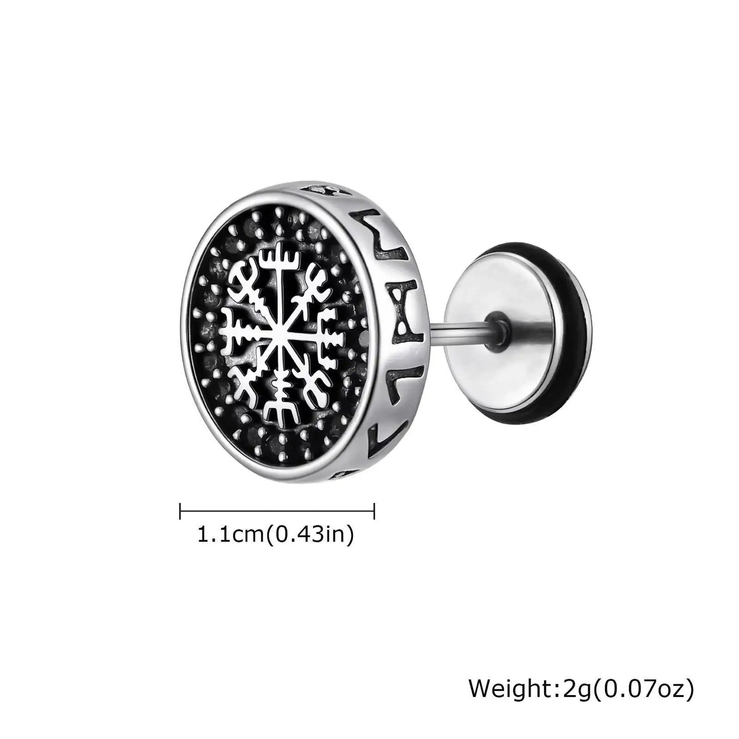 Viking Compass Zircon Stud Earrings