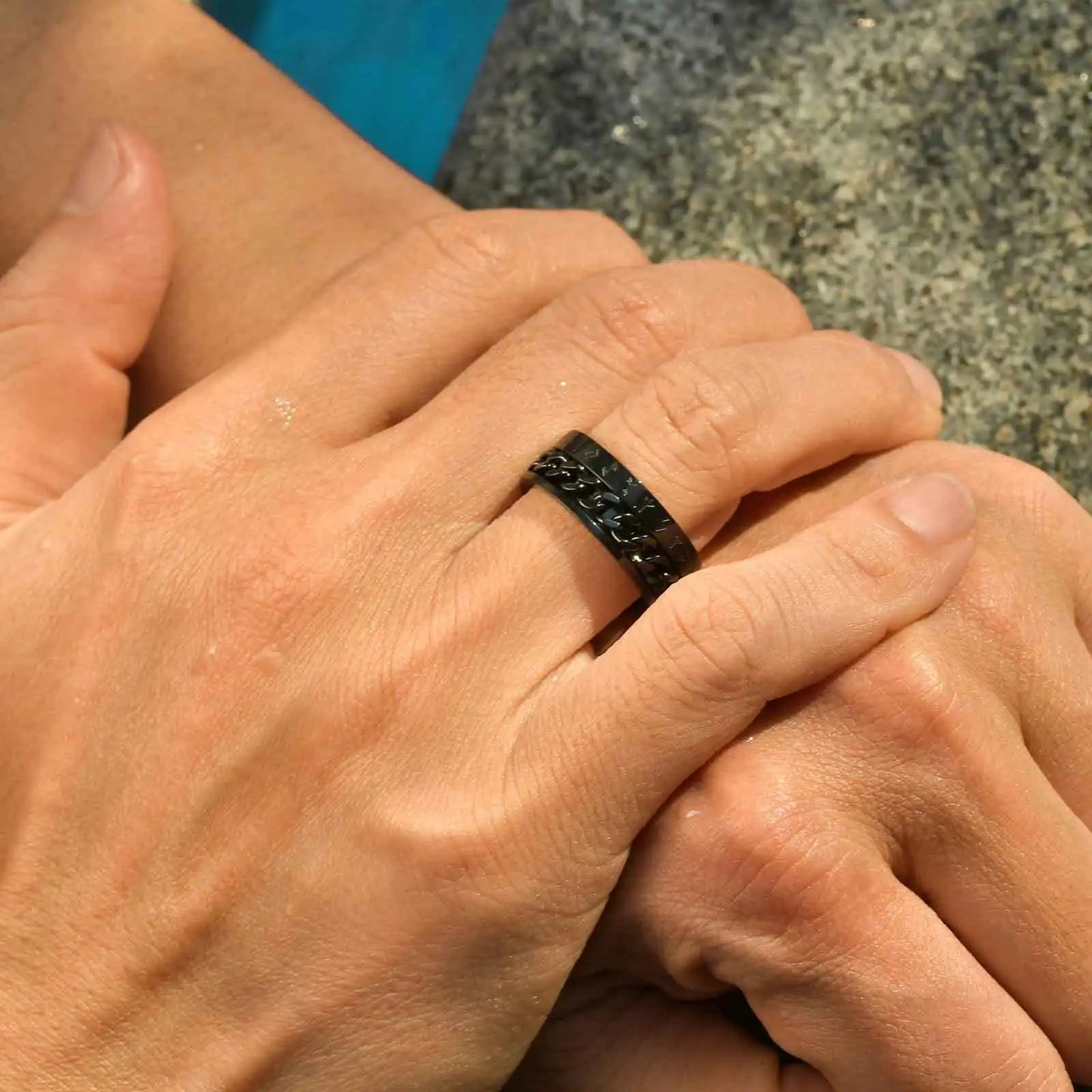 Men's Stainless Steel Viking Rune Turnable Chain Ring