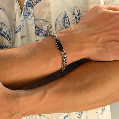 Free Engraving Cuban Chain ID Bracelet for Men