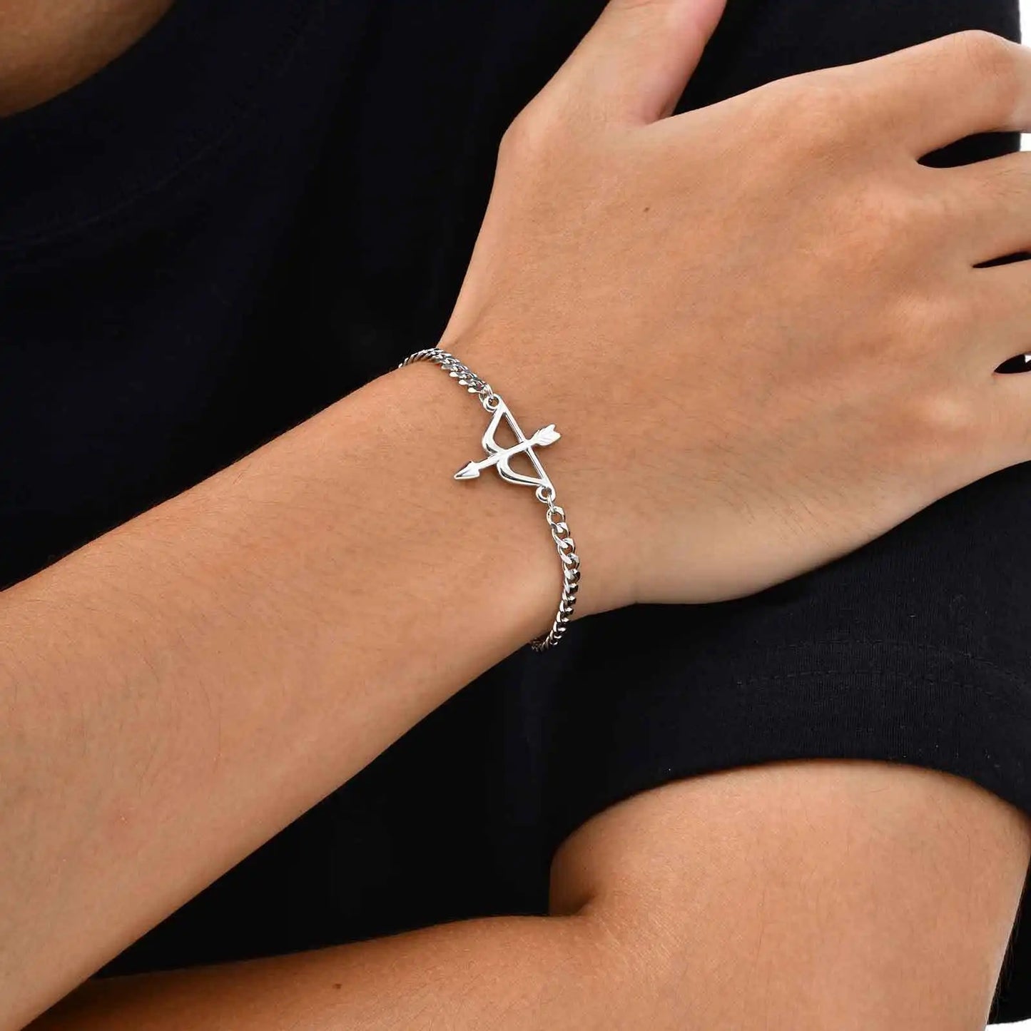 Stainless Steel Bow and Arrow Bracelet for Men