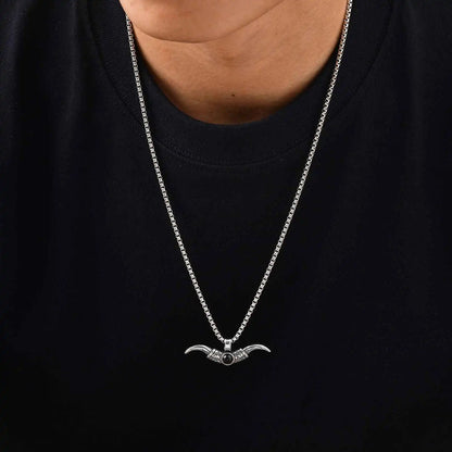 Vintage Bull Horn Necklace for Men Boys
