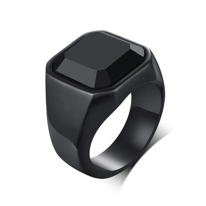 Stylish Men Natural Stone Signet Rings